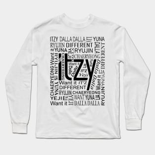 ITZY NAMES AND MUSIC COLLAGE BLACK Long Sleeve T-Shirt